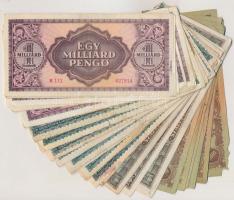 1945-1946. 10.000P (8x) "MNB" bélyeggel + 100.000P (8x) + 10.000.000P (10x) + 1.000.000.00...
