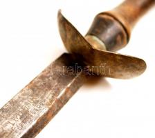 cca 1915 Trusson tőr, hiányos, hüvely nélkül, jelzett, h:24 cm/ French, dagger of fortune