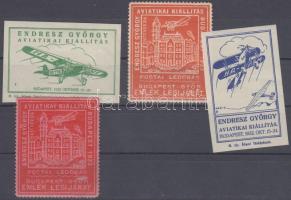 1932 Endresz György aviatikai kiállítás 4 db levélzáró
