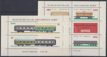 Vasúti vagonok 2 klf lengyel reklámbélyeg kisív