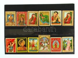 12 db érdekes gyufacímke keleti motívumokkal /
vintage match labels