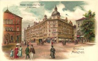 München, Hotel Deutscher Kaiser F. Hofmann litho Emb. 5 Pfennig Ga.