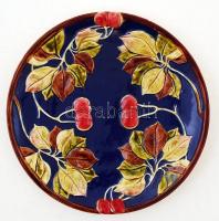 Jelzett szecessziós fali tányér, kézzel festett, hibátlan, d:32 cm
