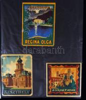cca 1950-1960 8 db bőröndcímke (Miskolc, Lillafüred, Keszthely, Sárospatak, stb.)