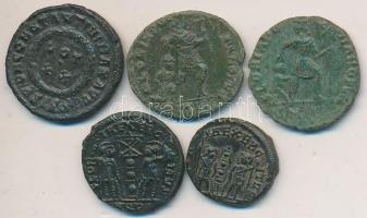 Római Birodalom / 4. század 5db klf bronzpénz T:2,2-
Roman Empire / 4th Centruy 5pcs of diff bronze ...