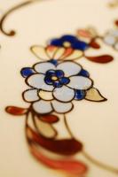 Zsolnay búzavirág mintás süteményes készlet, kézzel festett, jelzett, egyik tányéron a máz alatti re...