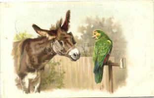 Donkey, parrot; A. & M. B. No. 105 litho (Rb)