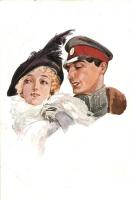 Lady with officer; Italian art postcard, Usabal style SVD Nr. 337.