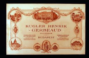 cca 1900 Kugler Henrik Gerbeaud Budapest Csokoládégyár és Cukrászda szórólapja