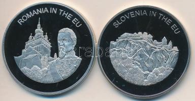 Máltai Lovagrend 2004. 100L (2x) "Szlovénia az EU-ban" + "Románia az EU-ban" T:P...