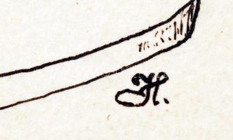 "H" jelzéssel: Az ördög. Vegyes technika, papír, jelzett, 14x9 cm