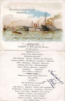 1904 Norddeutscher Lloyd 2db színes litho étlap / 2 color. Litho Speisekarte