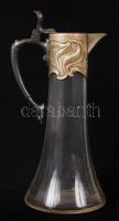 WMF szecessziós karaffa, fém tetővel, üvegen apró karcolással, m:27 cm / WMF Art Nouveau carafe