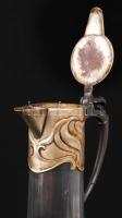 WMF szecessziós karaffa, fém tetővel, üvegen apró karcolással, m:27 cm / WMF Art Nouveau carafe