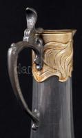 WMF szecessziós karaffa, fém tetővel, üvegen apró karcolással, m:27 cm / WMF Art Nouveau carafe