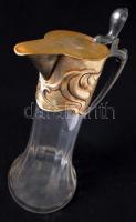 WMF szecessziós karaffa, fém tetővel, üvegen apró karcolással, m:27 cm / WMF Art Nouveau carafe