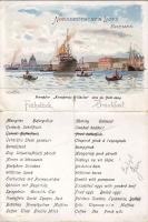 1904 Norddeutscher Lloyd 2db színes litho étlap / 2 color. Litho Speisekarte
