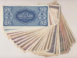 1945-1946. 50P (3x) + 1000P (4x) 3db "MNB" bélyeggel + 100.000P (2x) + 10.000.000P (2x) + ...