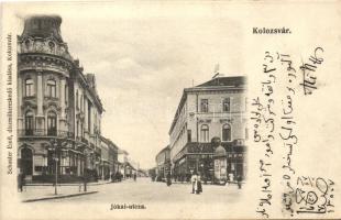 Kolozsvár, Jókai utca, Schuster Emil üzlete és kiadása / street, shop