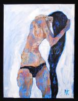 Németh Krisztina (1994-): Mosdó nő. Akril, vászon, jelzett, 40×30 cm