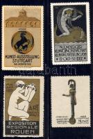 1913-1926 4db külföldi művészeti kiállítás levélzáró / 4 versch. ausländische Kunstausstellung-Vignetten