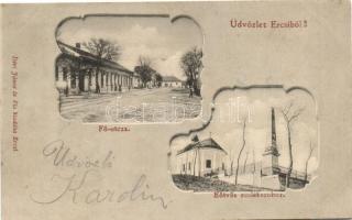 Ercsi, Fő utca, Eötvös emlékszobor, Déri János és fia kiadása