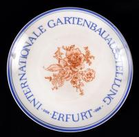 Kahla Internationale Gartenbauaustellung Erfurt DDR feliratú porcelán tányér, hibátlan, jelzett, d: 19 cm