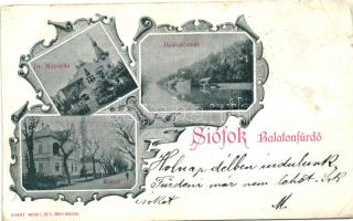 1898 Siófok-Balatonfürdő, Dr. Ney-villa, korzó, hajóállomás (levágott / cut)