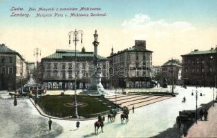 Lviv, Lwów, Lemberg; Mariacki Platz, Mickiewicz Denkmal / square, statue