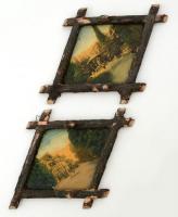 Előpatak, Erdély, két képeslap fa keretben, 21×33 cm