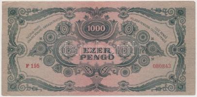 1945. 1000P "MNB" bélyeggel, fordított hátlapi alapnyomattal T:II-
Adamo P22e