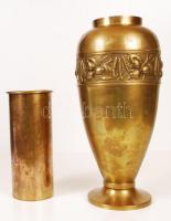 Argentor szecessziós réz váza, apró horpadással, jelzett, réz betéttel, m:34 cm /Argentor Art Noveau...