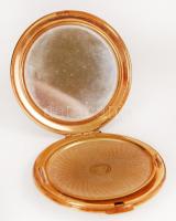 Régi réz púdertartó belsejében tükörrel, d: 7,5 cm