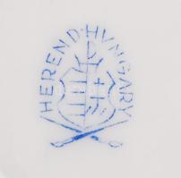 Herendi virágmintás mokkás két személyes készlet, kézzel festett, rózsán apró lepattanások, jelzett