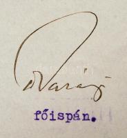 1923 Darányi Kálmán (1886-1939) későbbi miniszterelnök aláírása hivatalos levélen főispánként