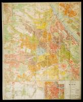 cca 1916 Nagyméretű Bécs vászon térkép / Large map of VIenna on canvas 100x100 cm