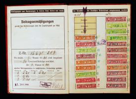 1938 Német Munkásfront (Die Deutsche Arbeitsfront) tagsági könyve tagbélyegekkel /
1938 Die Deutsche...