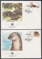 WWF vidrák sor 4 FDC WWF otters set on 4 FDC