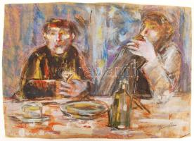 Olvashatatlan jelzéssel: Ivócimborák. Pasztell, papír, 27×38 cm