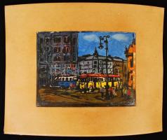Frank jelzéssel: Utca részlet. Olaj, karton, 20×26 cm