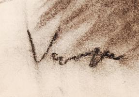 Varga jelzéssel: Férfi fej. Szén, papír, 47×31 cm