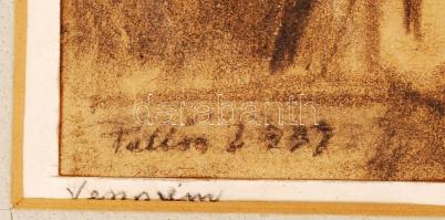 Tallós jelzéssel: Veszprémi vár. Szén, papír, foltos, 20×30 cm