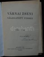 Várnai Zseni válogatott versei 1914-1942. Dedikált! Bp., 1942, Arany János Irodalmi és Nyomdai Műint...