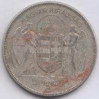 1930. 5P Ag "Horthy jobbra" T:3 patina Adamo P8