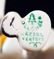 Hollóházi kislány a kutyával, kézzel festett, jelzett, hibátlan, m:14 cm