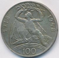 Csehszlovákia 1948. 100K Ag Függetlenség T:2- Czechoslovakia 1948. 100 Korun Ag Independence C:VF Krause KM#27