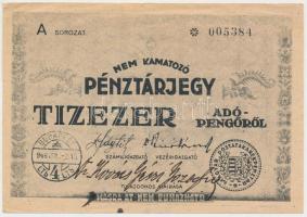 1946. 10.000AP nem kamatozó Pénztárjegy "Másra Át Nem Ruházható", "Magyar Mozgóposta" felülbélyegzéssel, hátlapi szöveg hibás "vovatkozó" T:II,II- hajtatlan Adamo P57h