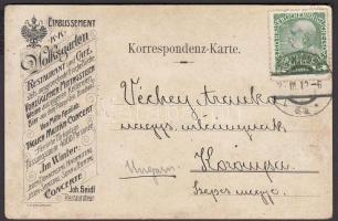 Vienna, Wien I. K. k. Volksgarten, Joh. Seidl restaurateur's advertisement on the back side (EK...