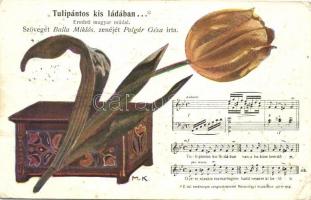 Tulipántos kis ládában... / Hungarian folk song, sheet of music, tulip casket s: M.K. (Rb)