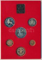 Nagy-Britannia 1981. 1/2p-50p 6klf db + "Elizabeth R-Royal Mint" Br szögletes emlékérem, szettben T:PP Great Britain 1981. 1/2 Penny - 50 Pence 6pcs of diff. coins " + "Elizabeth R-Royal Mint" Br medallion set in case C:PP